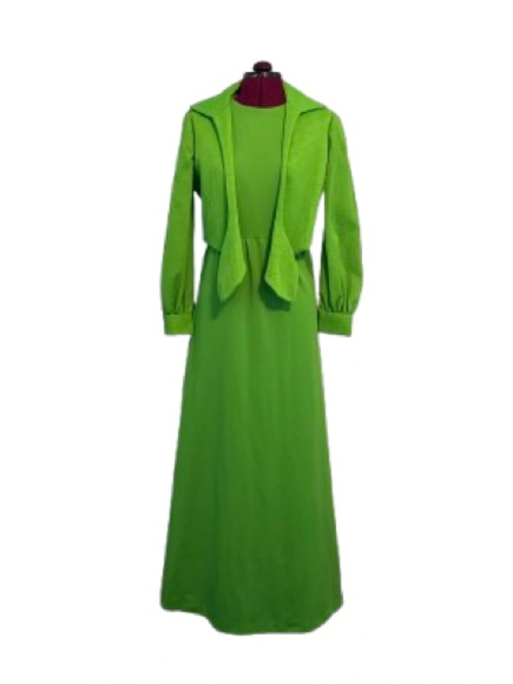 Vintage Green Maxi Dress with Matching Jacket